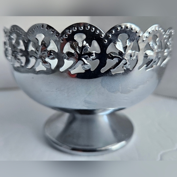 VINTAGE CELTIC QUALITY PLATE CO 3 PC PEDESTAL BOWL BLUE SILVER - Picture 4 of 8